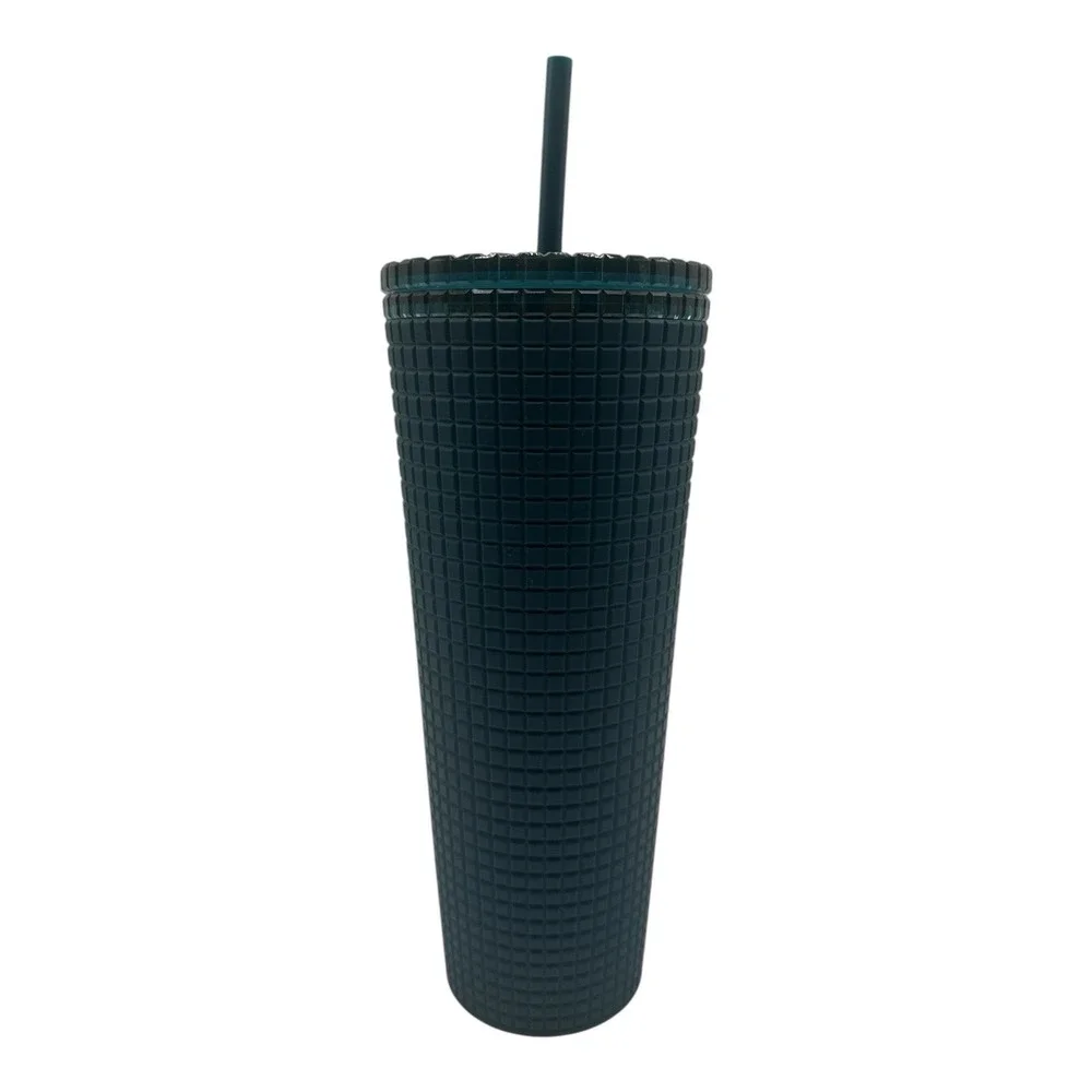 Starbucks Navy‎ Blue Soft Touch Grid Tumbler Cold Cup Venti 24 oz Logo 2023